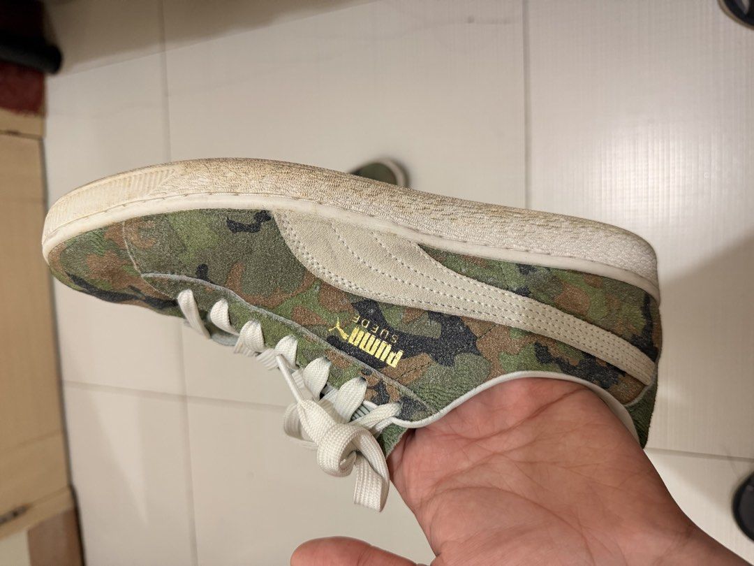 Puma Suede Camo Sneakers (Category: Sneakers) located in Paranaque City. Submitted by iaenb (Listing ID 1470015065, Image 3). Description: - moderately used sneakers - no damage/sole separation (madumi lang) - no original box - authentic Can send more pictures upon request Rfs: declutter/need funds Loc: Moonwalk Paranaque.
