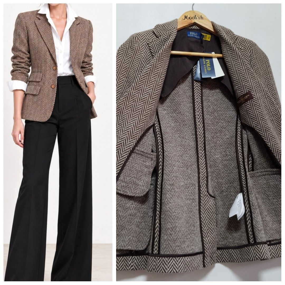 Ralph Lauren Blazer (Category: Luxury Apparel) located in Caloocan City. Submitted by modishthriftstore (Listing ID 1470111150, Image 2). Description: Ralph Lauren Herringbone blazer* Tailored Fit* Authentic* Padded Shoulder Original SRP: P50, 000+ ❤Small S:15 C:17 L:27 Loc: North Caloocan.