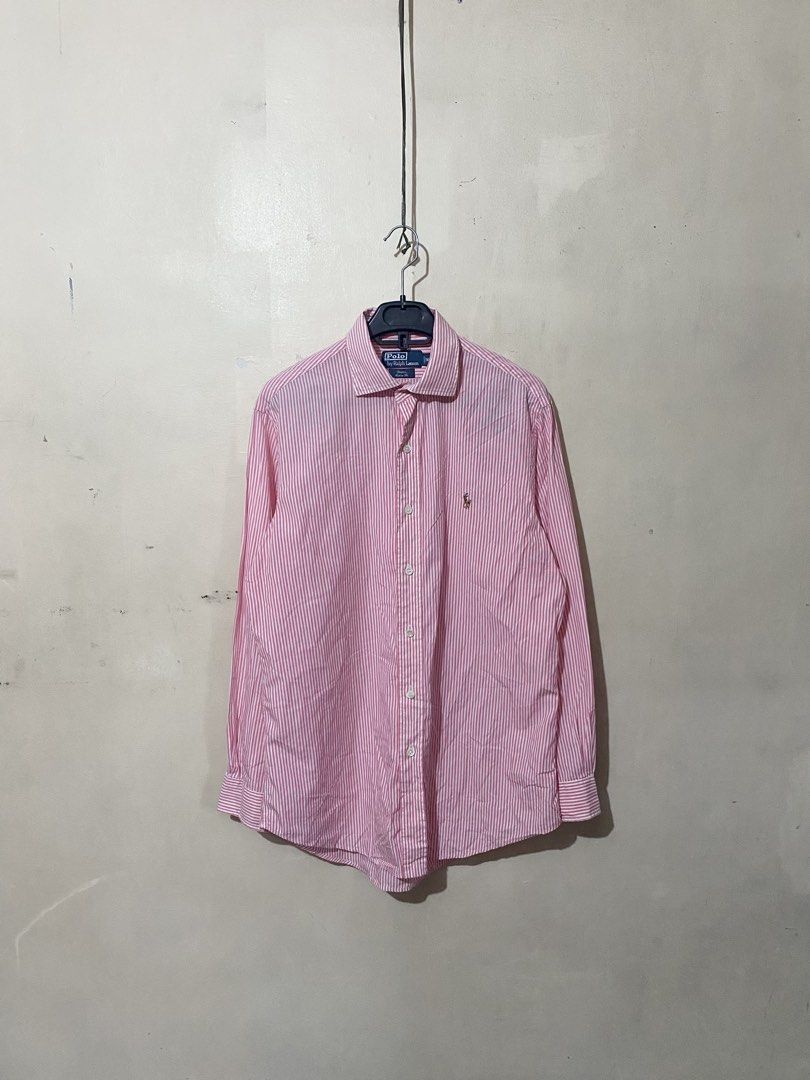 Ralph Lauren Pin Stripe Long-sleeves (Category: Luxury Apparel) located in Caloocan City. Submitted by okimmamaat31639 (Listing ID 1470024085, Image 1). Description: Ralph Lauren Pin Stripe Long-sleeves - Pink Size: 31x22 (Medium on Tag) Issue: Minimal Scratch - Back Neck (Unnoticeable) Excellent Condition 1,300+SF Location: North Caloocan.