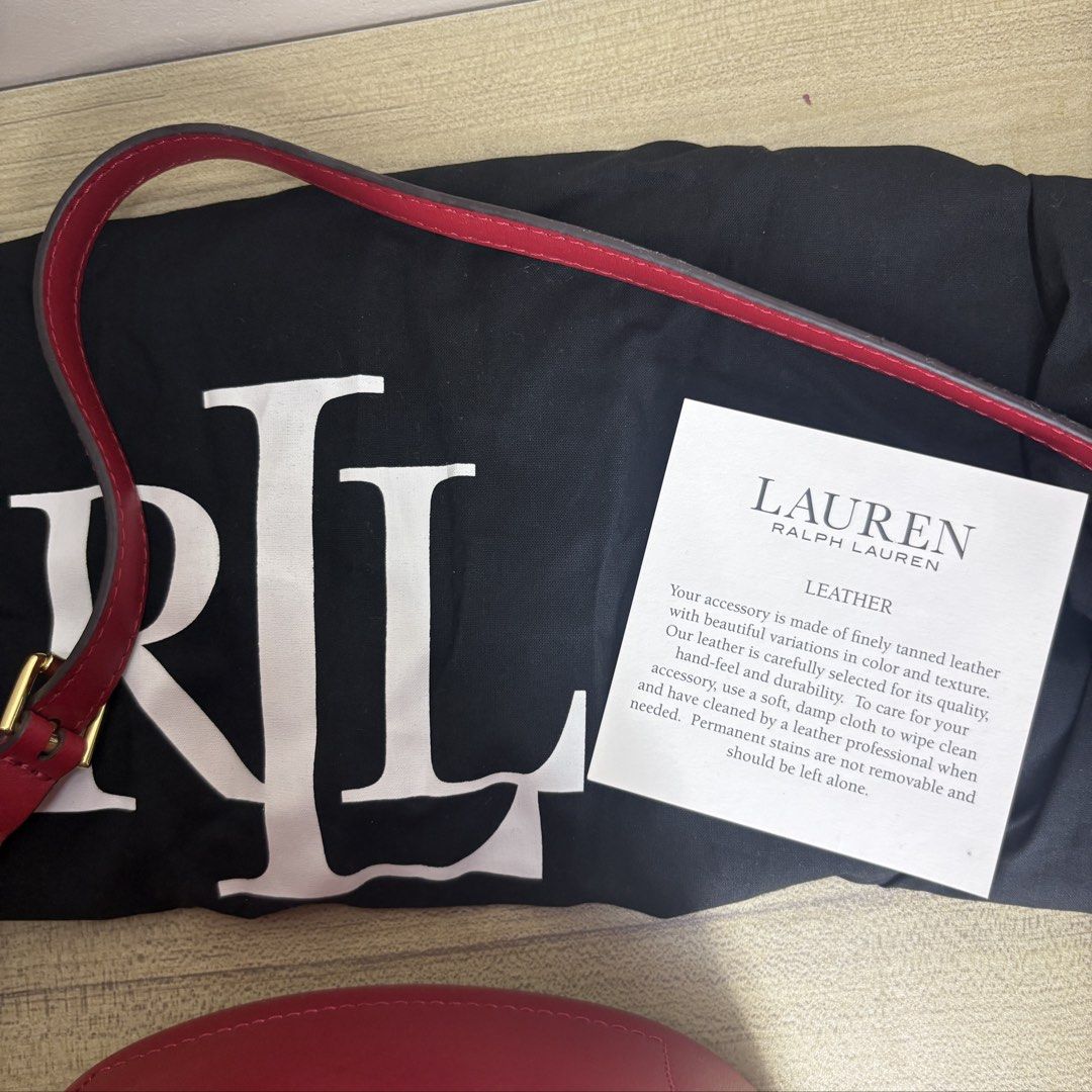 Ralph Lauren Red Leather Bucket Bag (Category: Luxury Bags & Wallets) located in Angeles City. Submitted by muse_archive (Listing ID 1470050332, Image 3). Description: -Lauren by Ralph Lauren - Inclusions: Black dust bag and product care card -Guaranteed authentic! Bought from the Ralph Lauren store in the US. 🇺🇸 -once lang nagamit Original price: ₱11,000 Selling price: ₱5,500 .