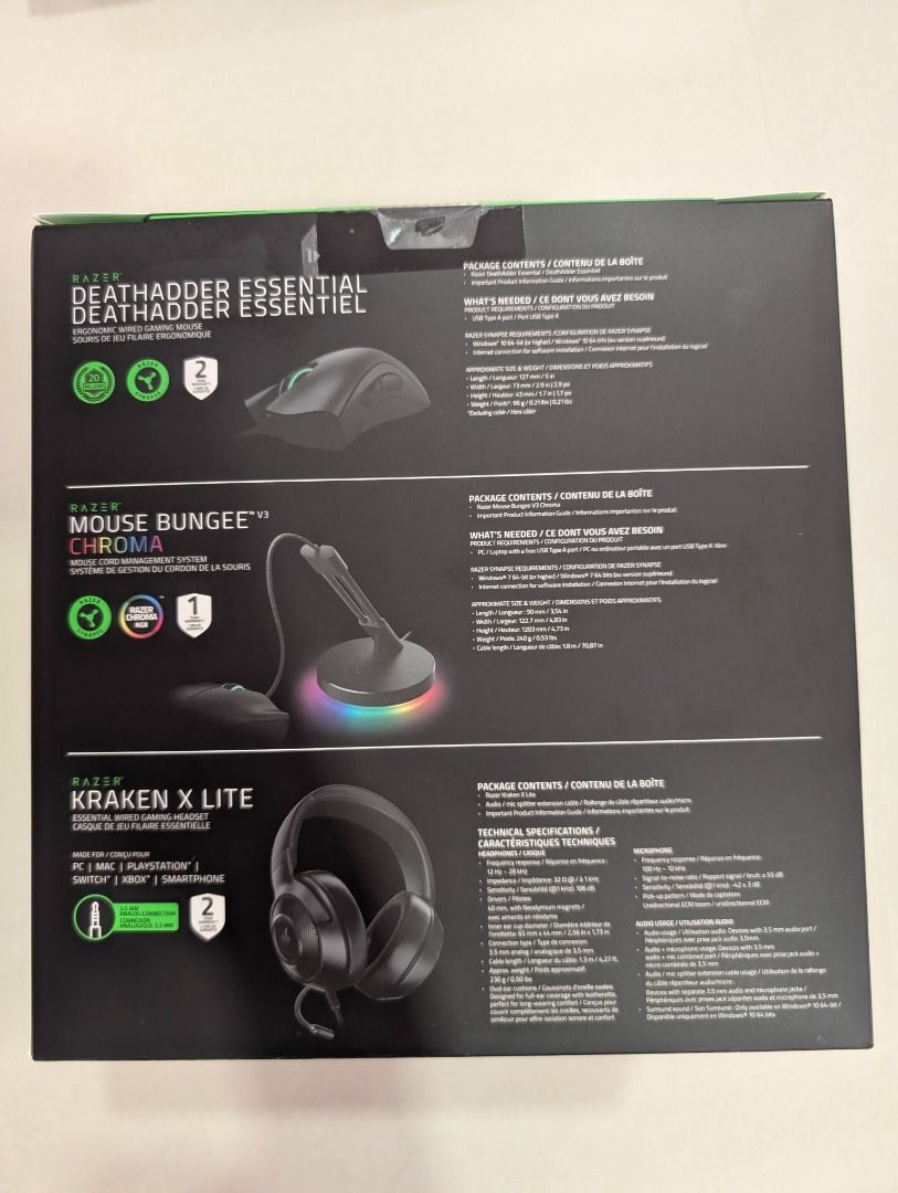 Razer Game On Bundle (Gaming mouse/Mouse cord management system/Gaming ...