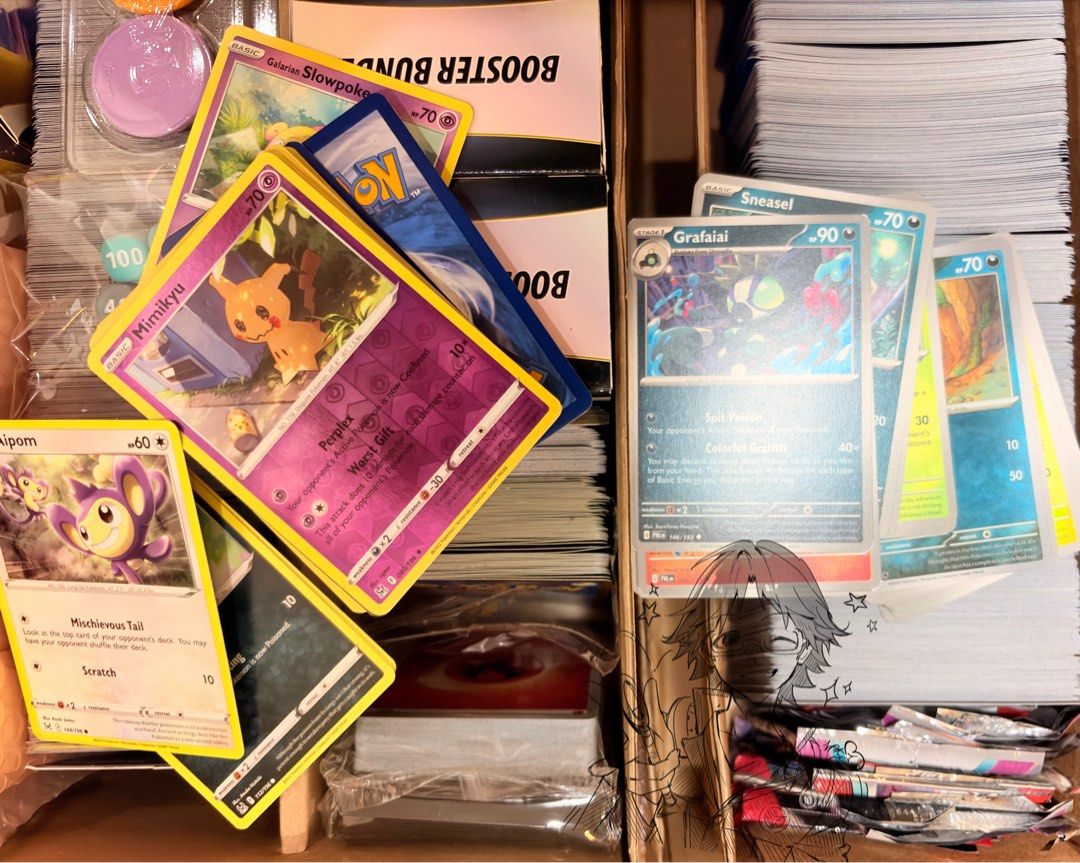 READ DESC. Authentic Pokemon Cards BULK (Category: Raw Singles) located in Quezon City. Submitted by lumi.vanrouge (Listing ID 1469979095, Image 2). Description: • 3000 FOR ALL • May cards din sa loob ng mga booster bundles (Singles lang din parang sa second picture). • Mix of holos, Non holos, reverse holos, codes, energies, yellow and silver borders, and may konting Japanese cards • SDD ONLY - METRO MANILA / QC.