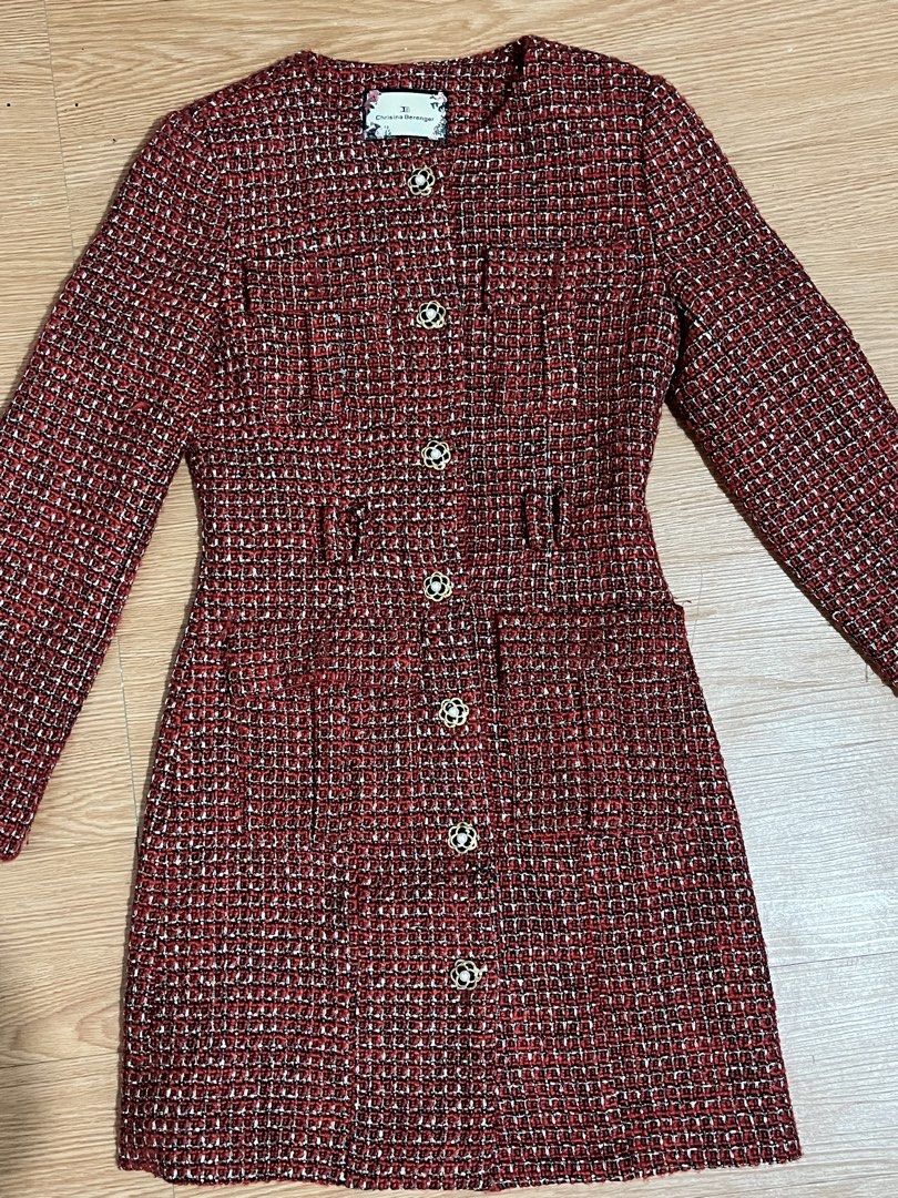 Red Tweed Dress (Category: Dresses) located in Manila. Submitted by mamamogreen69 (Listing ID 1469968358, Image 1). Description: Decluttering S-M 📍Pasig city.