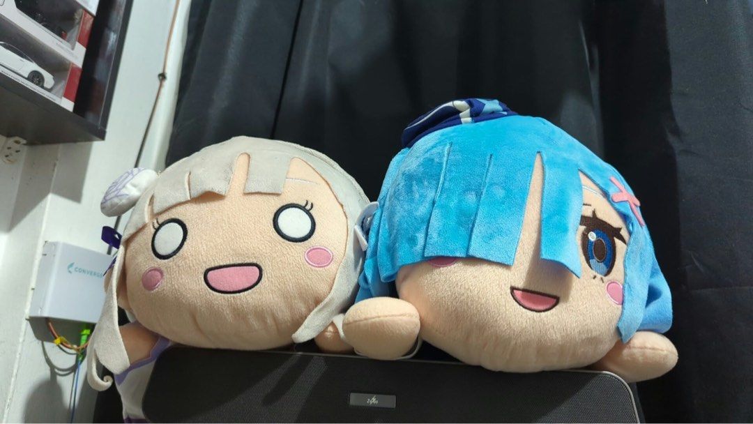 Re:Zero Rem and Emilia nesoberi plushies bundle (Category: Plushies & Soft Toys) located in San Pedro. Submitted by mvriazy (Listing ID 1470058177, Image 1). Description: re:zero emilia and rem nesobier plushies bundle with etiketa both (sega) 📦 lalamove/jnt 📍 taguig.