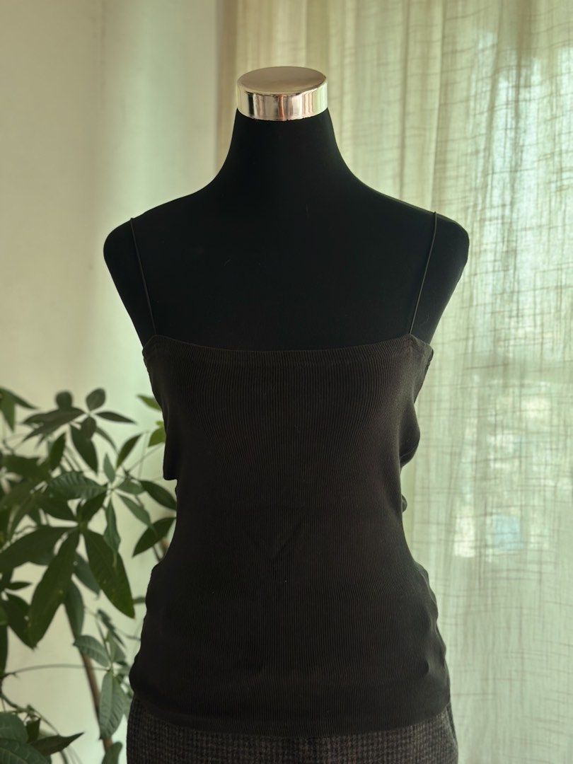 Ribbed Spaghetti Strap Camisole Top (Category: Sleeveless) located in Manila. Submitted by kwoooky (Listing ID 1469962475, Image 1). Description: Take all for 250 3 tops 1 dress Free Size (fit small to semi large) Stretchable No Flaws All worn less than 5 times Black never been worn.