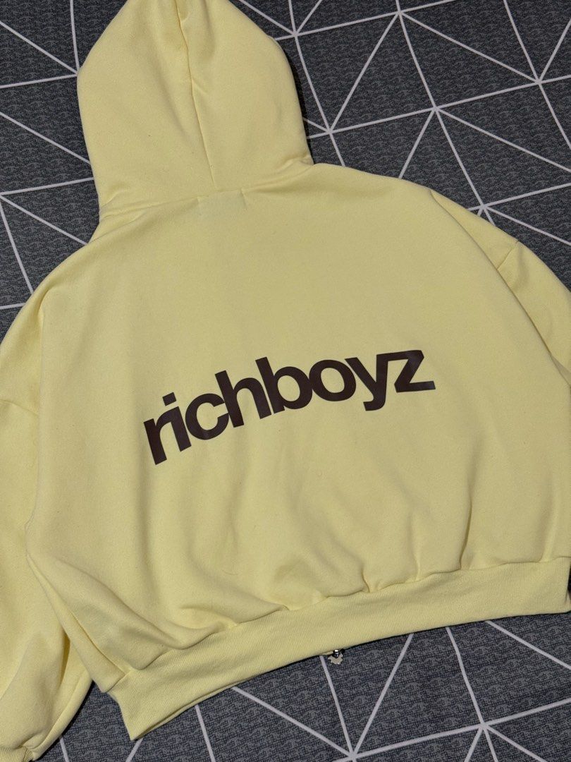 Richboyz Hoodie “Butter yellow” (Category: Hoodies) located in Manila. Submitted by _hykeem (Listing ID 1469966792, Image 2). Description: - Double zip hoodie “Butter yellow” - Size “XL” - Used once, good as new - Taytay rizal - Can do meetup, lalamove or jnt - DM for more details.
