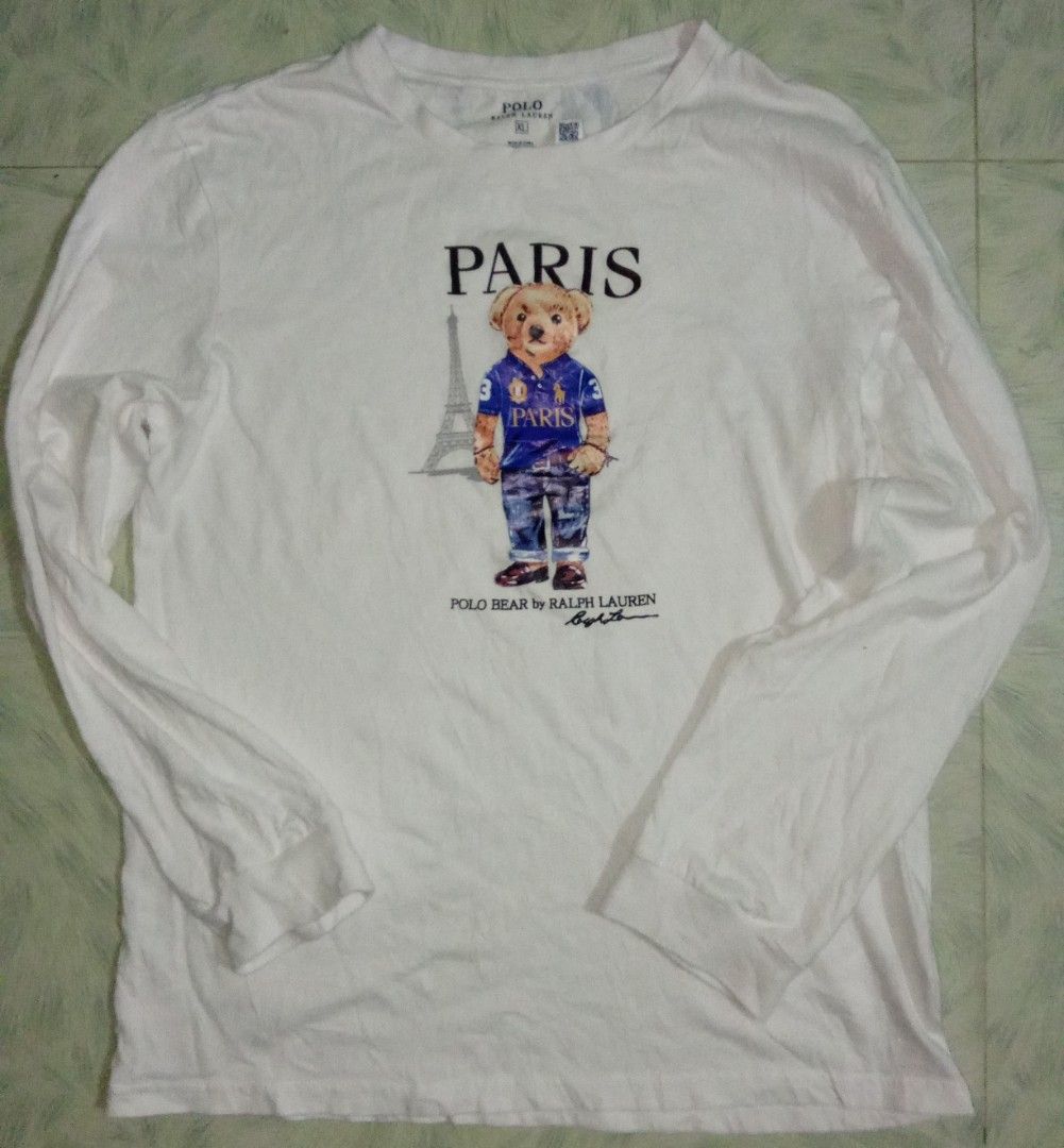 RL bear Long sleeve (Category: Longsleeves) located in Manila. Submitted by oddhorse_38124c (Listing ID 1470082384, Image 1). Description: RL bear Long sleeve as new condition, issue Washable stains 10 color rate dimes 19x27.