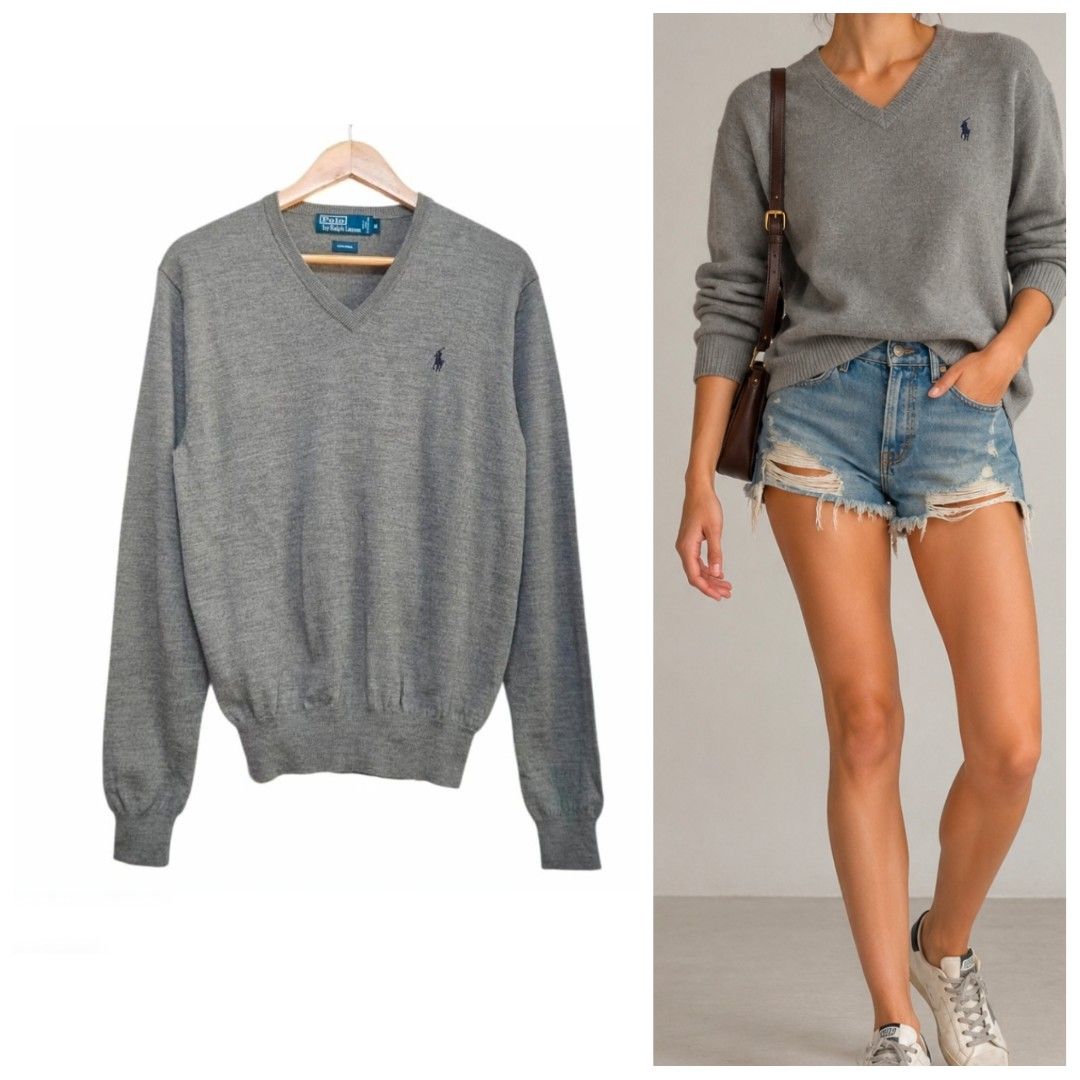 RL gray 100℅ wool. Light weight knitted sweater (Category: Luxury Apparel) located in Caloocan City. Submitted by modishthriftstore (Listing ID 1470113604, Image 1). Description: S-M RL knitted Gray 100℅ WOOL Sweater *A Status that remains Timeless ❤S-M Stretchable.