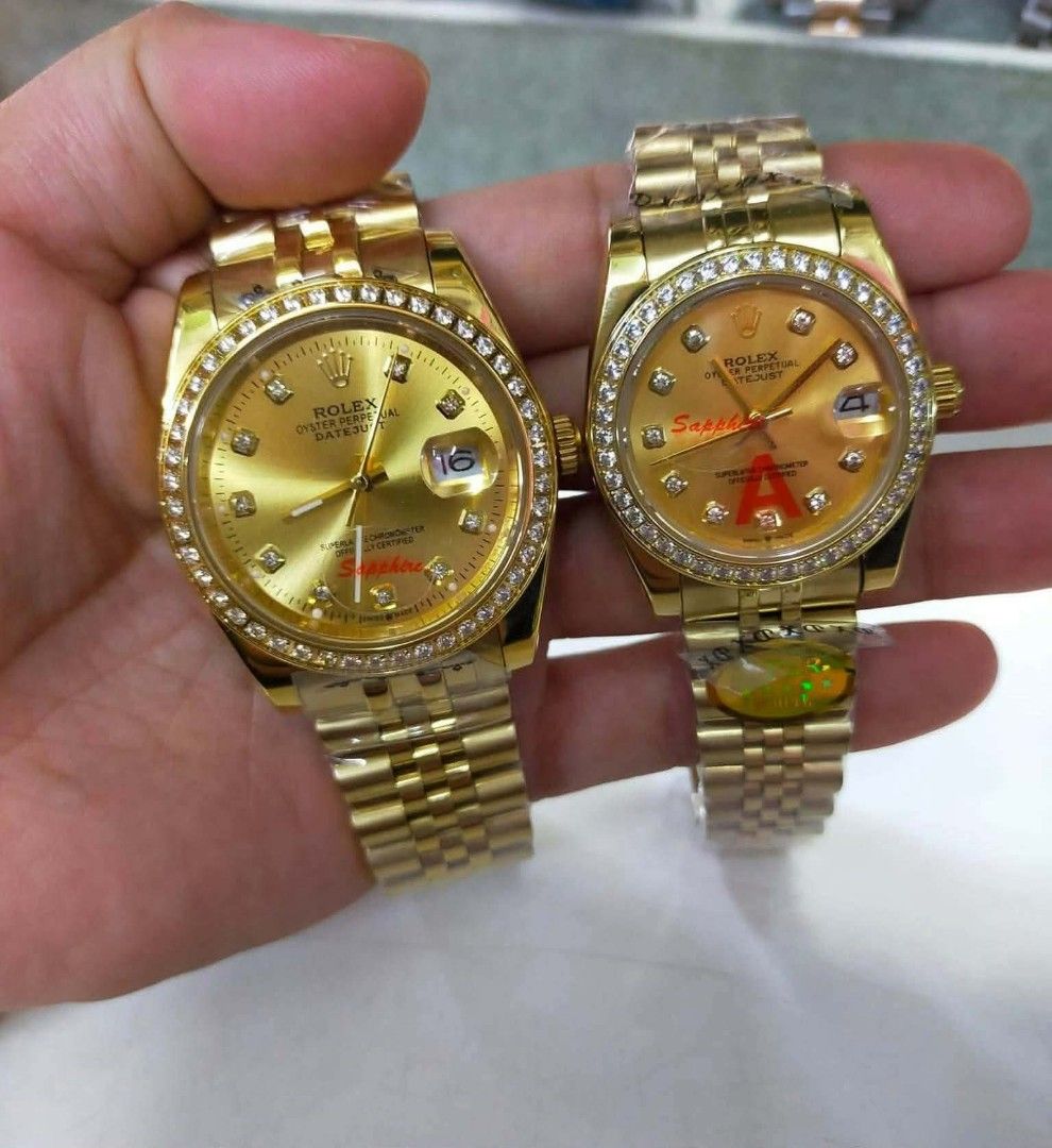 Rolex Oyster Perpetual Datejust Watch (Category: Luxury Watches) located in Las Pinas. Submitted by teampeewee888 (Listing ID 1470019416, Image 2). Description: - Model: Rolex Oyster Perpetual Datejust - Material: Two-tone steel and yellow gold - Bracelet: Iconic Jubilee bracelet - Bezel: Signature fluted bezel - Dial: Classic black dial with baton hour markers and date window with cyclops lens - Inclusion: Comes with box and green hang tag High-