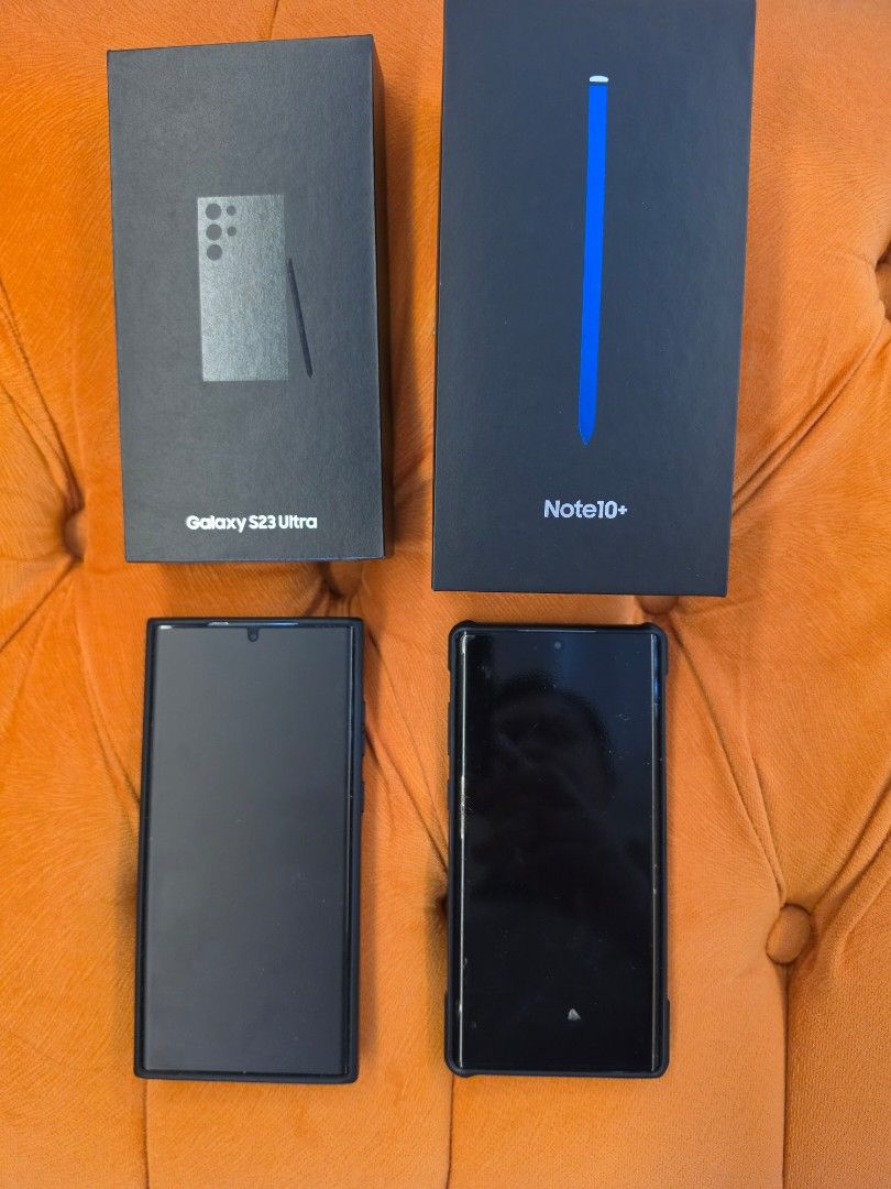 S23 ultra 512gb & Note 10+ 256gn (Category: Samsung) located in Lucena. Submitted by lucky.lucky469 (Listing ID 1470019996, Image 1). Description: S23 ultra color green 512gb note 10+ color Aura glow No issue Location: Lucena City.