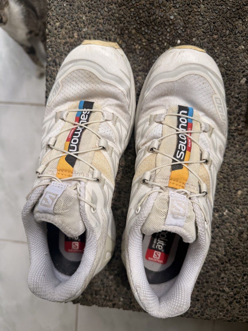 Salomon S-Lab XT 6 Sneakers (Category: Sneakers) located in Paranaque City. Submitted by secondhaulsbya (Listing ID 1469970786, Image 2). Description: Salomon S-Lab XT 6 Soft Ground (UK 4/22.5 CM) Vanilla Ice/Almond milk color way Quicklace & comfortable Ortholite insoles - Condition: Used and has yellow markings but can be cleaned through service Can send original receipt and details. Last price posted already, lowballers will be ignored.