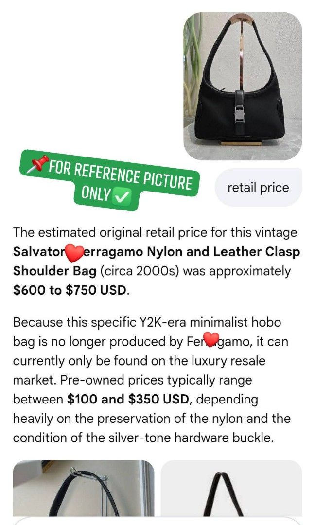 Salvatore Ferragamo Shoulder Y2K Bag Authentic💯💯 (Category: Shoulder Bags) located in Davao. Submitted by SecondhandItems97 (Listing ID 1470031729, Image 3). Description: Small size Includes generic dustbag.