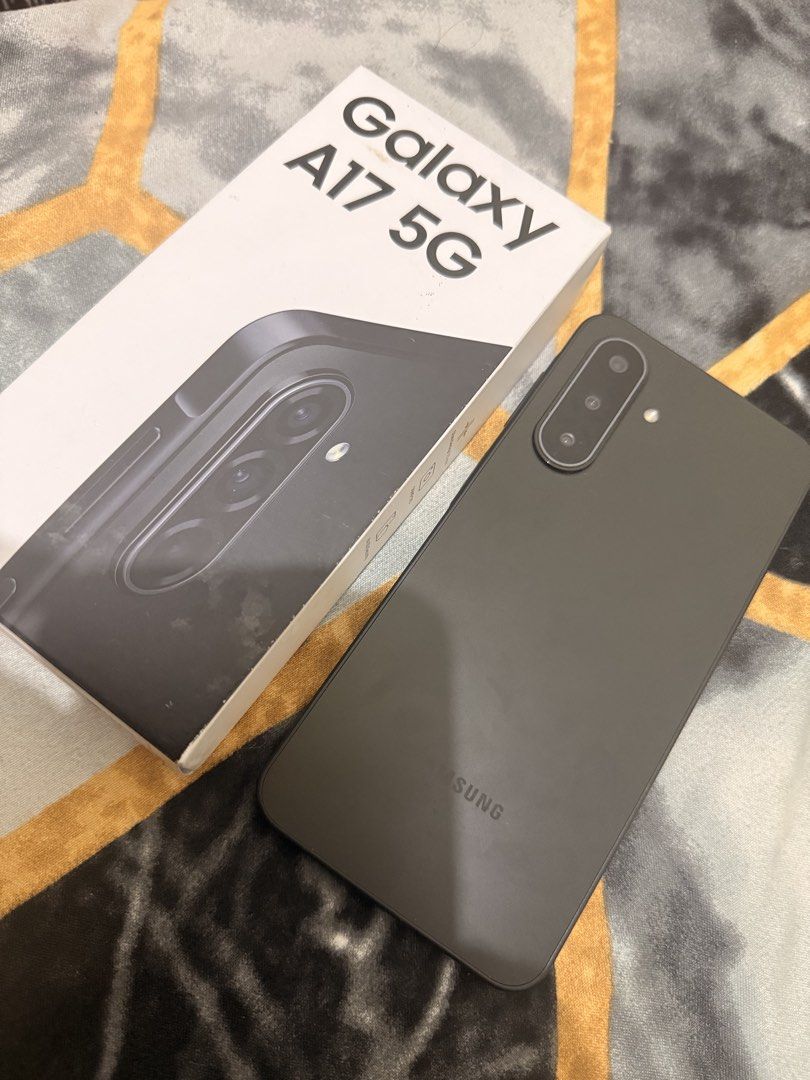 Samsung A17 5G (Category: Samsung) located in Manila. Submitted by kathsamson72484 (Listing ID 1469950373, Image 2). Description: Almost brandnew. Seldom used for spare phone nalang po. with box and orig charging cable.