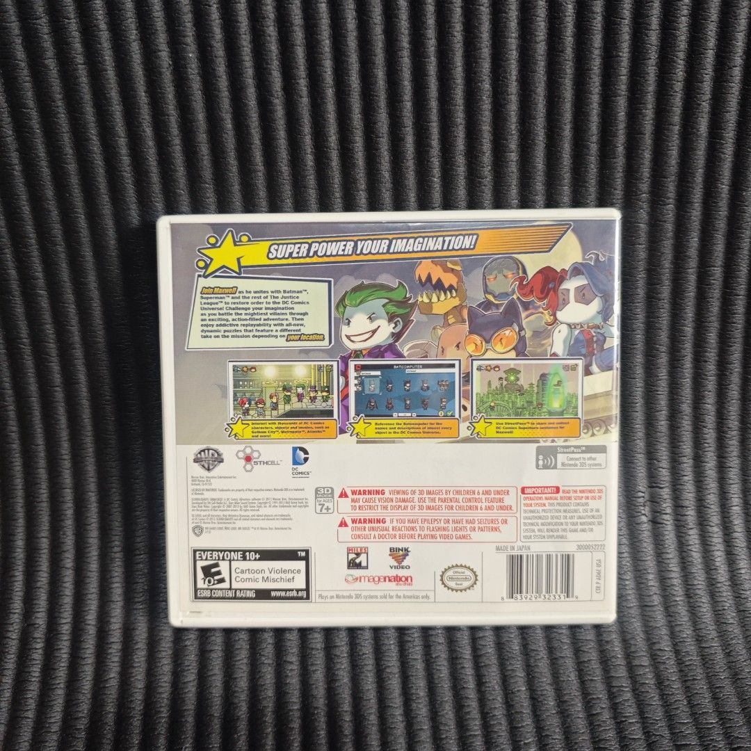 Scribblenauts Unmasked A DC Comics Adventure 3DS Game (Category: Nintendo) located in Quezon City. Submitted by shopme_gadget30 (Listing ID 1470005597, Image 2). Description: kindly read the details first for sale fixed price good Condition tested and working with Case, game csrt and manual compatible to Nintendo 3DS/2DS usa region qc area meet up: sm north shipping fee must shoulder by the buyer via lalamove or grab payment: bdo/gcash happy gami