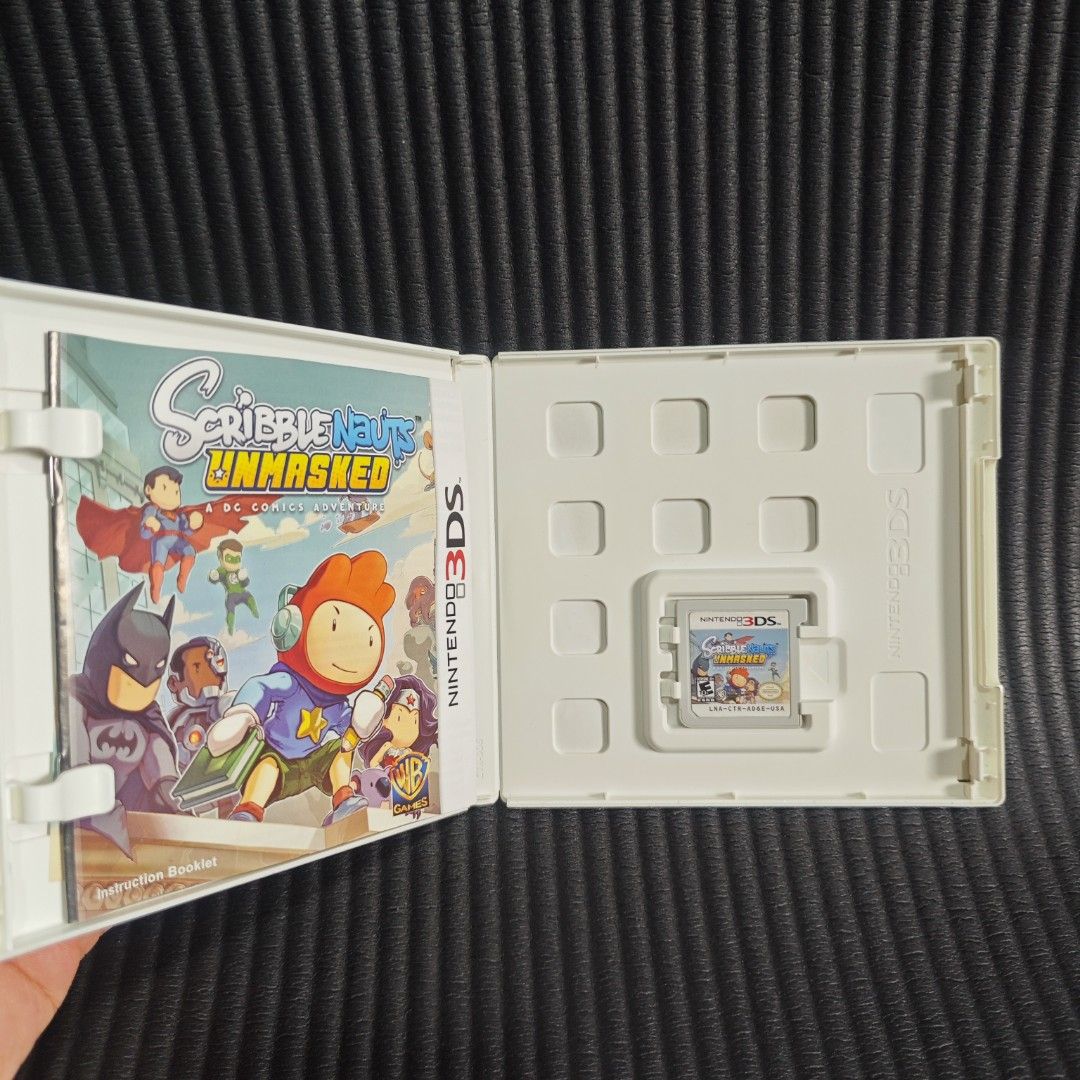 Scribblenauts Unmasked A DC Comics Adventure 3DS Game (Category: Nintendo) located in Quezon City. Submitted by shopme_gadget30 (Listing ID 1470005597, Image 3). Description: kindly read the details first for sale fixed price good Condition tested and working with Case, game csrt and manual compatible to Nintendo 3DS/2DS usa region qc area meet up: sm north shipping fee must shoulder by the buyer via lalamove or grab payment: bdo/gcash happy gami