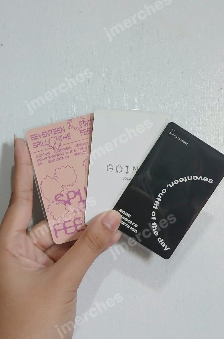 Seventeen photocards (Mingyu/Hoshi) (Category: K-Wave Merchandise) located in Manila. Submitted by jmerches (Listing ID 1470022761, Image 2). Description: - Sealed -Good Conditon - TINGI - Official 101 -Onhand - x Sensi | Impatient buyers - Hoshi has manufactured damage ₽120 - Sf & PF shoulder by buyer.