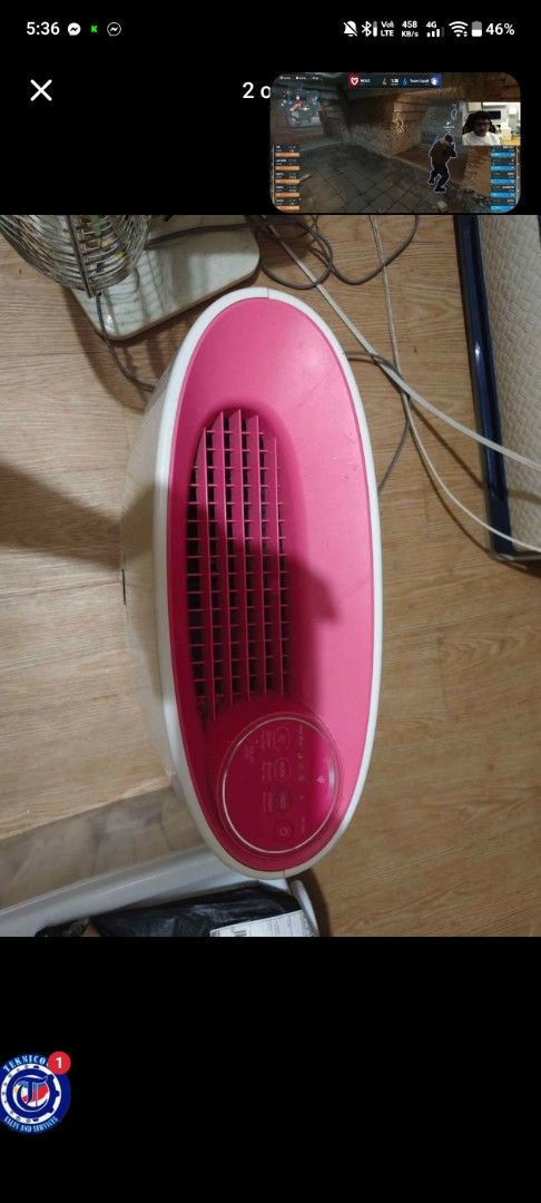 Sharp Air Purifier White and Pink (Category: Air Purifiers & Dehumidifiers) located in Manila. Submitted by meowmeow937 (Listing ID 1470100248, Image 2). Description: - Brand: Sharp Air Purifier - Color: Stylish white body with a pink top accent - Controls: Easy-to-use built-in control panel on top - Portability: Features an integrated carry handle on the back intake grille - Power: Standard plug-in for local wall outlets - Condition: Normal sign