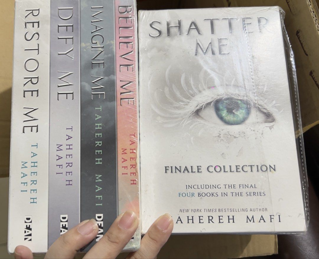 Shatter Me Finale Collection (Category: Storybooks) located in Pasig City. Submitted by amaribloomco_ (Listing ID 1470110354, Image 1). Description: 4 boxed sets available.