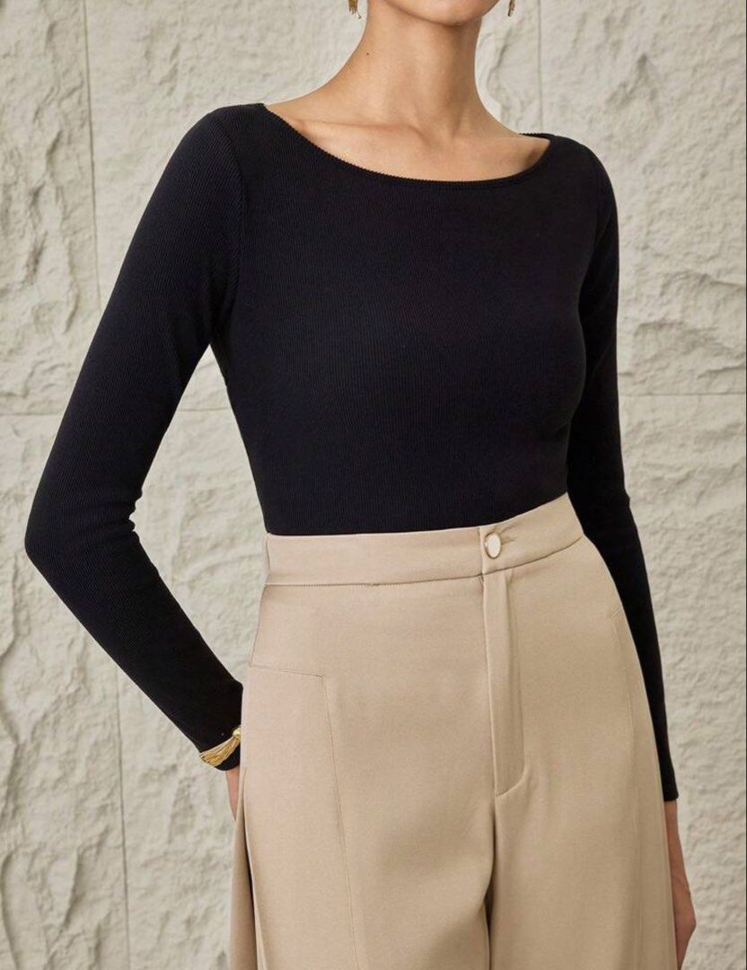 Shein black longsleeve (Category: Longsleeves) located in Cavite. Submitted by chicfinds.slay (Listing ID 1470127411, Image 2). Description: ✨best fit l-xl bodyframe ✨knit fabric stretchy ✨elegant and classy ✨never worn just sitting in my closet.