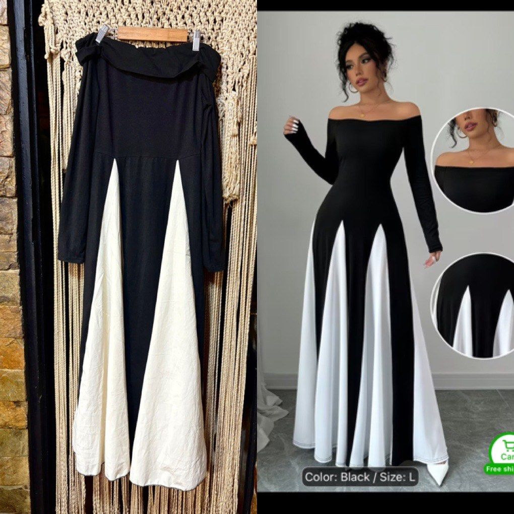 shein flowy event dress (Category: Dresses) located in Cavite. Submitted by bambimay30 (Listing ID 1469968377, Image 1). Description: super stretch upper facric flpwy lower fabric fit up to xl.