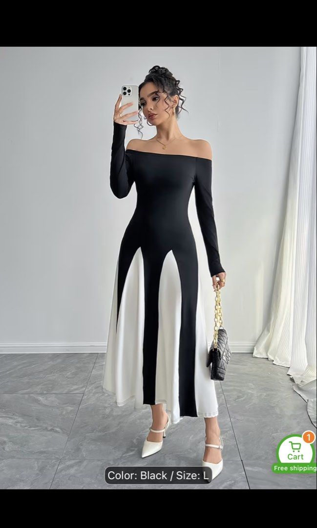 shein flowy event dress (Category: Dresses) located in Cavite. Submitted by bambimay30 (Listing ID 1469968377, Image 2). Description: super stretch upper facric flpwy lower fabric fit up to xl.