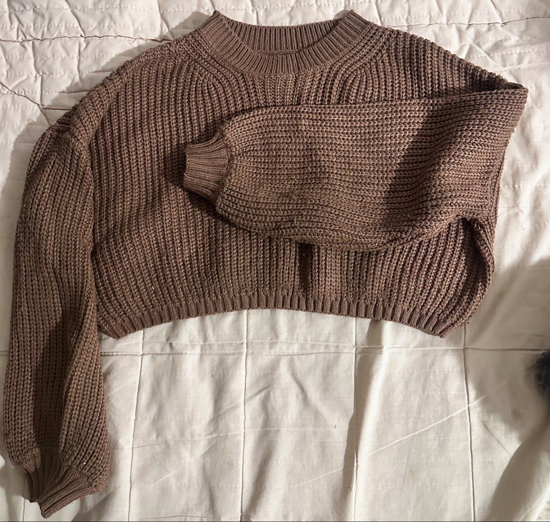Shein Knit Sweater (Category: Coats, Jackets and Outerwear) located in Quezon City. Submitted by hennessyscloset (Listing ID 1470114492, Image 1). Description: Preloved Knit Sweater, actual color is brown. No flaws, needs wash since it was stocked for almost a year (while I’m pregnant) XS on tag but can fit up to Small Rfs: Decluttering, no longer fit on me.