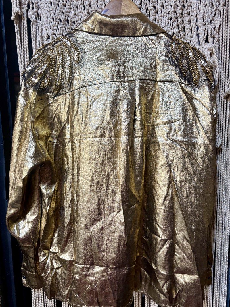 shein metallic gold top with sequins (unisex) (Category: Others Tops) located in Cavite. Submitted by bambimay30 (Listing ID 1469988968, Image 3). Description: .