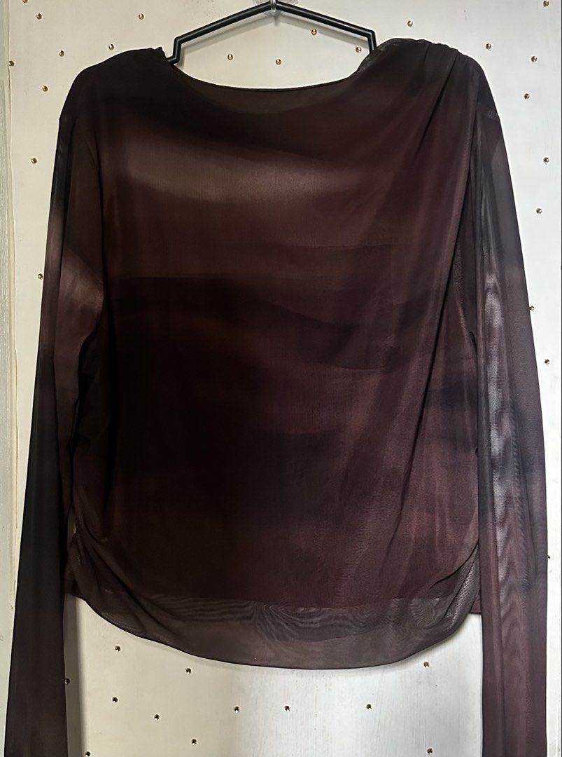 Shein sheer mesh tie dye longsleeve (Category: Longsleeves) located in Cavite. Submitted by chicfinds.slay (Listing ID 1470016689, Image 1). Description: ✨best fit l-xl body frame ✨ used once no flaws super elegant doublelining .