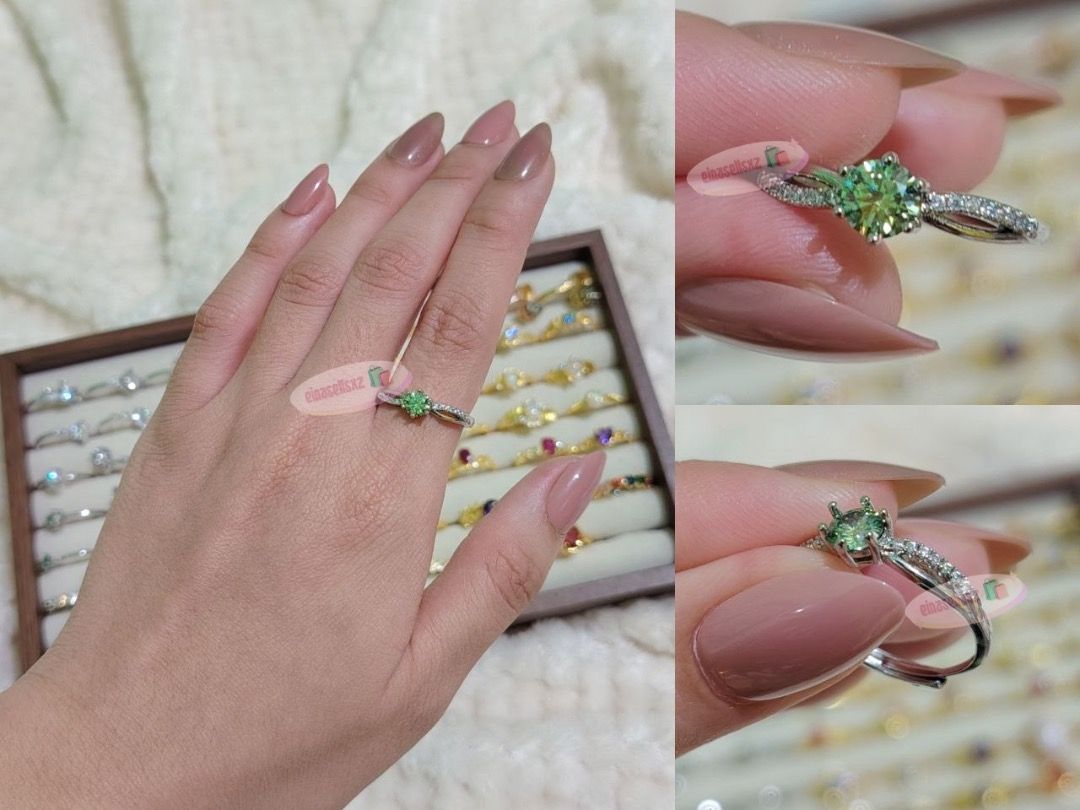 Silver Olive Mint Moissanite Infinity Ring (Adjustable Band) (Category: Rings) located in Basista. Submitted by einasellsxz (Listing ID 1470036463, Image 1). Description: ☑ can pass moissanite tester - pictures upon request ✨ Vintage Infinity Twist Olive Mint Green Moissanite Ring ✨ Add a touch of timeless romance to your jewelry collection with this stunning solitaire piece. This ring features a brilliant olive mint green round-cut moissanite st
