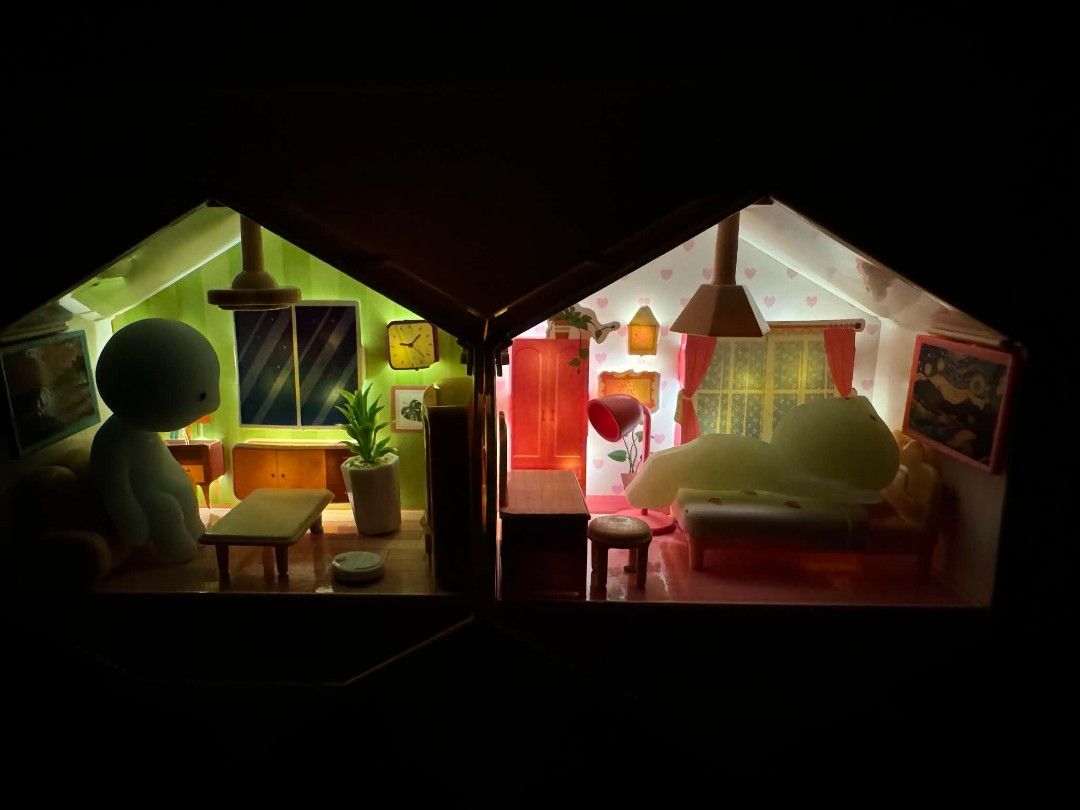 Smiski Display Houses (Category: Figurines & Statues) located in Manila. Submitted by ems_miskis (Listing ID 1470071456, Image 1). Description: SMISKI NOT INCLUDED 300 EACH Bought from Mr. DIY, no box good condition. With acrylic dust cover (Notes: bedroom fairy lights are replaced) 📍North Caloocan.