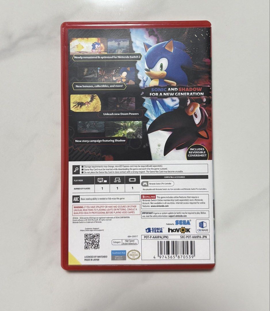 Sonic x Shadow Generations (Category: Nintendo) located in Mandaluyong City. Submitted by akebns05 (Listing ID 1470069812, Image 2). Description: Sonic X Shadow Generations for Nintendo Switch 2 📍Mandaluyong.
