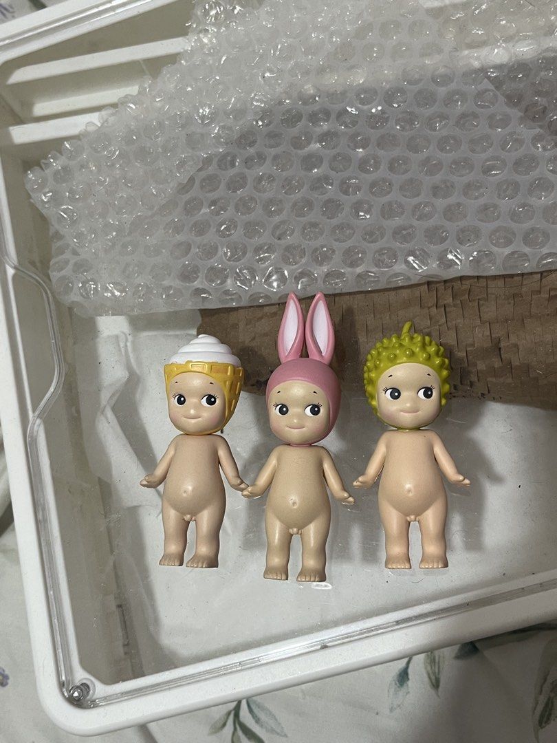 Sonny Angel Set (Category: Designer & Blind Box Toys) located in Makati City. Submitted by chocokt09 (Listing ID 1469989613, Image 1). Description: - Set of 3 Sonny Angel mini figures: Ice Cream, Pink Bunny, and Durian - Selling as a set, no original boxes included - slight dirt/ yellow stain in the back (signed of old) -pm for pics -can buy 800 each but 1800 set for 3.