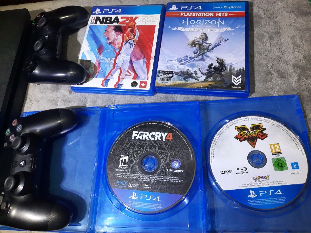 Sony PS4 Slim 500gb 4 games 2 controllers (Category: PlayStation) located in Quezon City. Submitted by ZeldaMACcloud (Listing ID 1469951745, Image 2). Description: sale Or Swap Only sa ( di naka jailbreak na Nintendo switch Oled with Game Cart) or Sa Nintendo switch V2 + cash or Gamescarts. Sony Playstation 4 Slim 500gb in very Good working condition no defect no repair not jailbreak software firmwire 13.50 ready to use included 2 Controllers 4 C