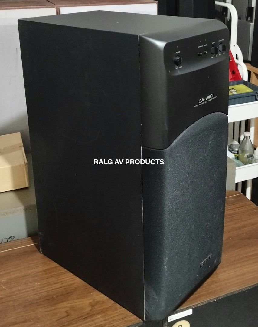 Sony SA-W101 Super Acoustically Loaded Woofer (Category: Soundbars, Speakers & Amplifiers) located in Bulacan. Submitted by ronald277077025 (Listing ID 1469955253, Image 1). Description: SONY DUAL INPUT ACTIVE SUBWOOFER SA-W101 60 WATTS EFFECTIVE OUTPUT POWER 6.5" SUPER ACCOUSTIC LOADED WOOFER 6.5" INBUILT BASS RADIATOR LOW BOOST SWITCH PHASE CHANGE OVER SWITCH CUT OFF FREQUENCY FOR DEEPER/WIDER BASS BASS REFLEX CABINET 110 VOLTS DIMENSIONS: W20.