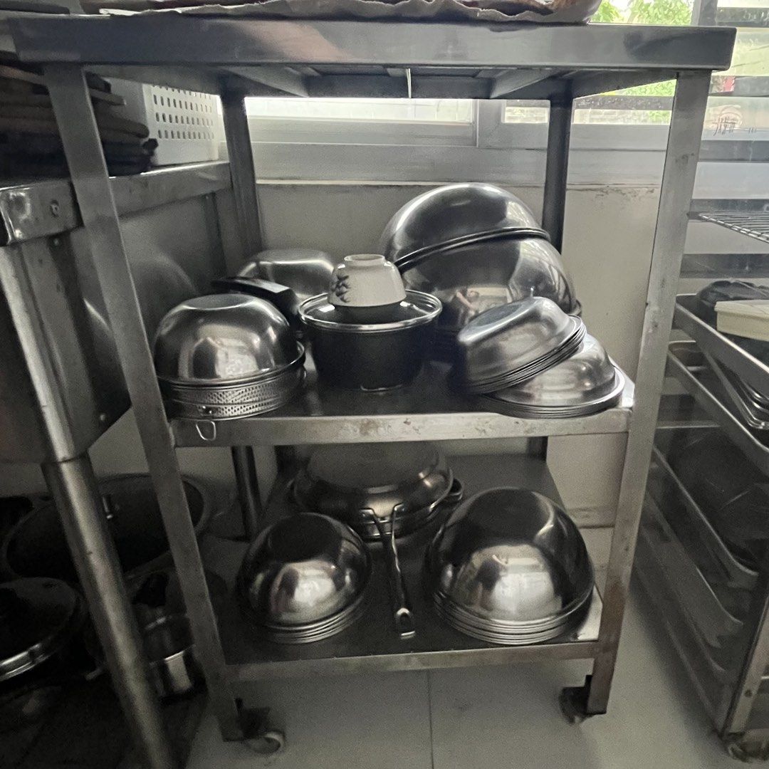 Square Stainless Steel Kitchen Table w/ Wheels (Category: Tables & Sets) located in Quezon City. Submitted by annmalabanan (Listing ID 1470016418, Image 1). Description: Square Stainless Steel Table w/ Wheels 3 Layers 52 x 57 x 92 cm Location: Palmera Homes, Novaliches, QC.