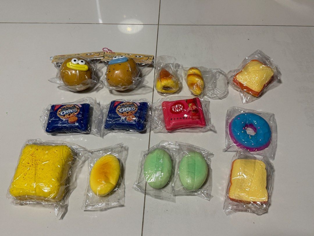 Squishy Bundle (Category: Kids Toys) located in Singapore. Submitted by geezck06 (Listing ID 1470047034, Image 1). Description: 15 assorted squishies for $20 Self collect from 306B Anchorvale Link. Smartpac mailing +$3.50, carousell mailing +$2.