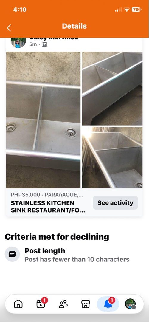 STAINLESS DOUBLE SINK HEAVY DUTY (Category: Everything Else Others) located in Manila. Submitted by djmartinez56 (Listing ID 1469974350, Image 1). Description: It’s a double sink thick stainless,heavy duty for restaurant or commissary .