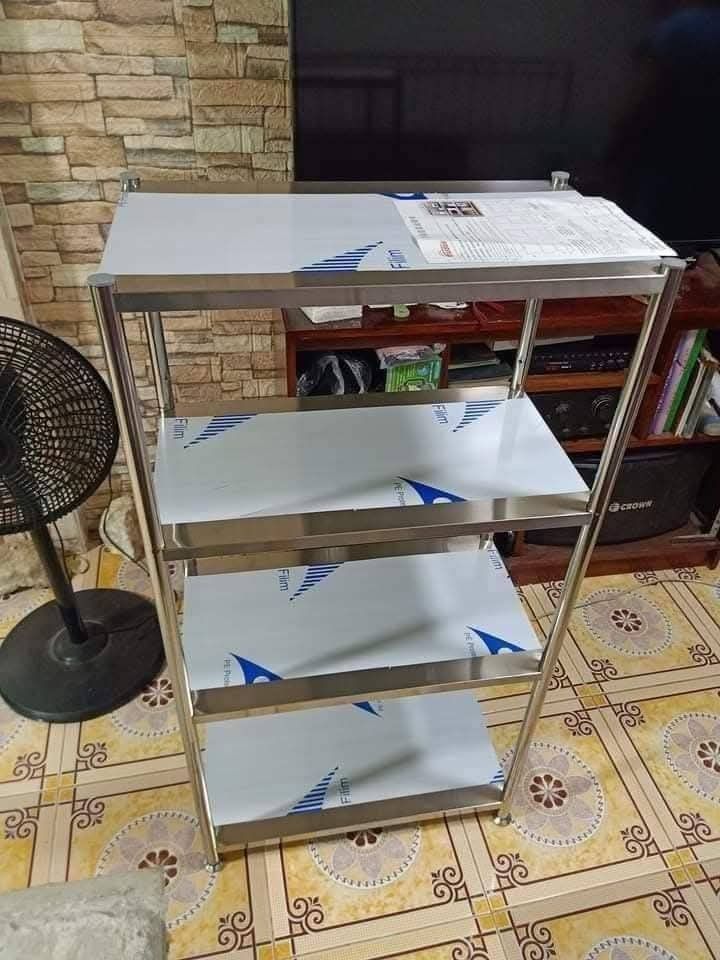 Stainless Kitchen Rack (Category: Shelves, Cabinets & Racks) located in Manila. Submitted by redonlineshop (Listing ID 1469959907, Image 3). Description: STAINLESS KITCHEN RACK 3L L60 x W35 x H80cm ₱1,150 4L L60 x W35 x H120cm ₱1,400 5L L75 x W35 x H160cm ₱1,650 -Grade 304 stainless steel -Estimated Thickness 0.6- 1.0 mm -Estimated maximum weight can carry 20kgs ON HAND BRAND NEW Mode of Payment: Gcash,COD Same day delivery + Delivery Fee PM for 