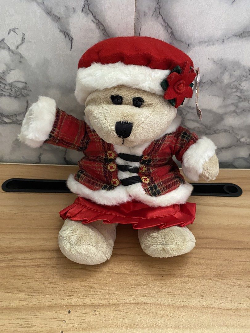 Starbucks Bearista Bear 87th Edition 2009 (Category: Plushies & Soft Toys) located in Caloocan City. Submitted by izzyjelly (Listing ID 1470000718, Image 1). Description: - Authentic 2009 Starbucks Bearista Bear (87th Edition) - Dressed in a festive red plaid holiday outfit with white faux fur trim, matching beret, and red satin skirt - Features original ear tag and detailed foot sole embroidery - Clean fabric, carefully stored over the years - I