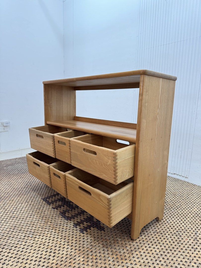 Storage cabinet (Category: Shelves, Cabinets & Racks) located in Quezon City. Submitted by matetdevis13 (Listing ID 1470110323, Image 2). Description: Modern Solid Wood 6-Drawer Storage Cabinet with Open Shelf Price: 6,900 L42.5 x W14 x H37.5 In good condition Code MJS40-R39.