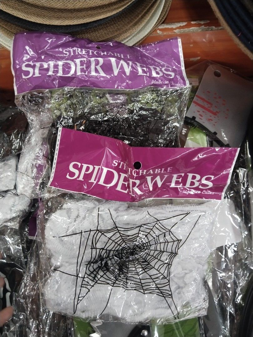 Stretchable Spider Webs Halloween Party Decoration (Category: Occasions & Party Supplies) located in Manila. Submitted by neojamesca55018 (Listing ID 1470003565, Image 2). Description: - Brand new, unopened package of stretchable Halloween spider webs - Comes in a convenient purple header bag - Quick and easy to pull apart and spread over furniture, doorways, or walls - Perfect for spooky party setups and DIY haunted houses - Made in China.