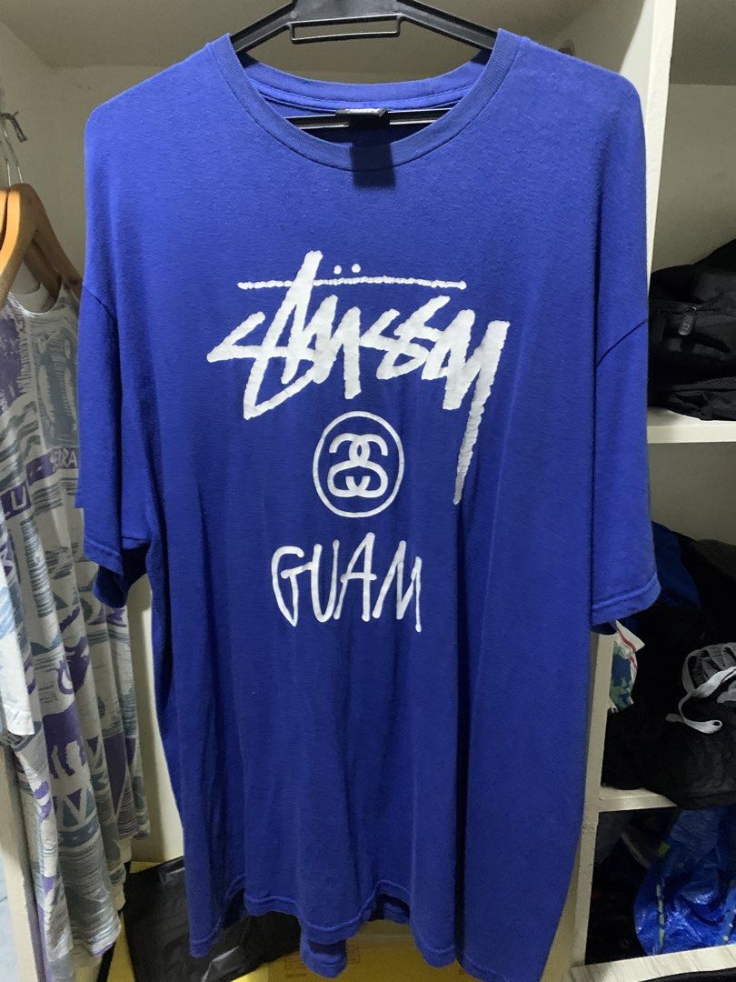 Stüssy Guam Blue tee (Category: Tshirts & Polo Shirts ) located in Davao. Submitted by bygone.threads (Listing ID 1470110640, Image 1). Description: 24.5x30.5 hairline cracks on print needs wash ₱700 FREE SHIPPING.