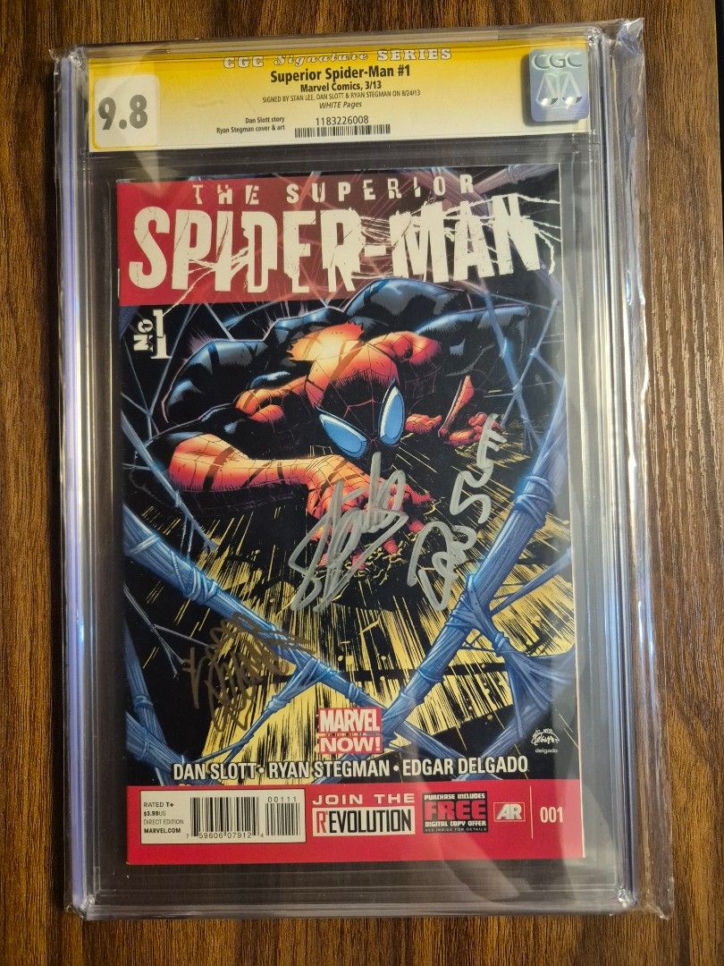 Superior Spider-Man #1 CGC 9.8 Signed by Stan Lee (Category: Comics & Manga) located in Pasig City. Submitted by cumatammu (Listing ID 1470084103, Image 1). Description: Signed by Stan Lee, Dan Slott, Ryan Stegman.