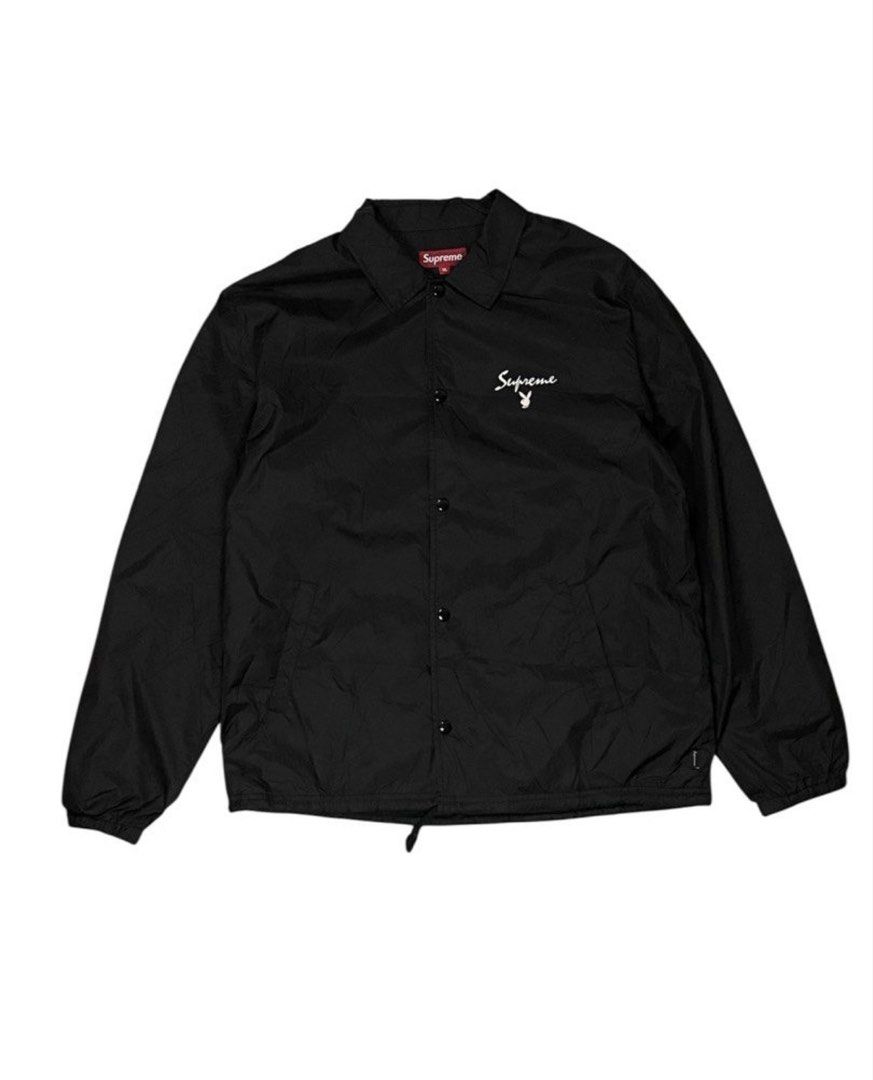 Supreme playboy coach jacket (Category: Coats, Jackets and Outerwear) located in Quezon City. Submitted by djrakrakantodamax (Listing ID 1469967661, Image 1). Description: Very rare and is a steal Playboy x supreme collab 2011 i think i forgot Super rare 24.5 width 28.5 length .