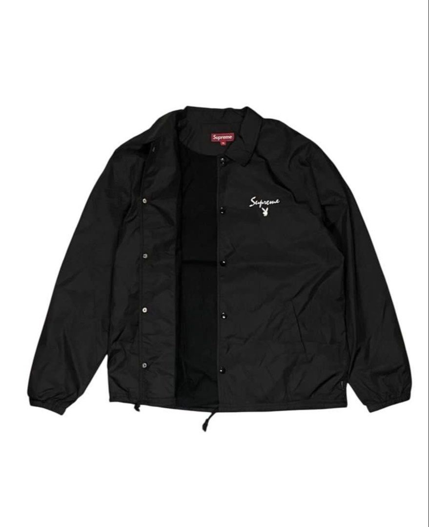 Supreme playboy coach jacket (Category: Coats, Jackets and Outerwear) located in Quezon City. Submitted by djrakrakantodamax (Listing ID 1469967661, Image 2). Description: Very rare and is a steal Playboy x supreme collab 2011 i think i forgot Super rare 24.5 width 28.5 length .