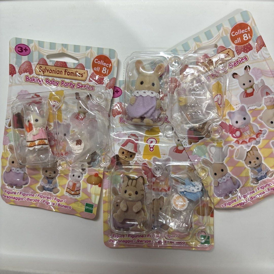 Sylvanian Baking Baby Party Series (Category: Interactive Toys) located in Manila. Submitted by buttern0t (Listing ID 1470127637, Image 1). Description: latte cat ₱350 milk rabbit teapot ₱480 striped cat ₱380 if getting set: ₱1,100 💌 for proof of transactions & safekeeping of items , dm us on IG @dara.aniks / @puffyberries ✮⋆˙.