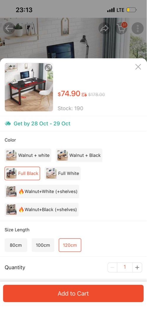 Table (Category: Tables & Sets) located in Singapore. Submitted by michelle1994th (Listing ID 1470106030, Image 3). Description: Pick up at Punggol Excellent condition.