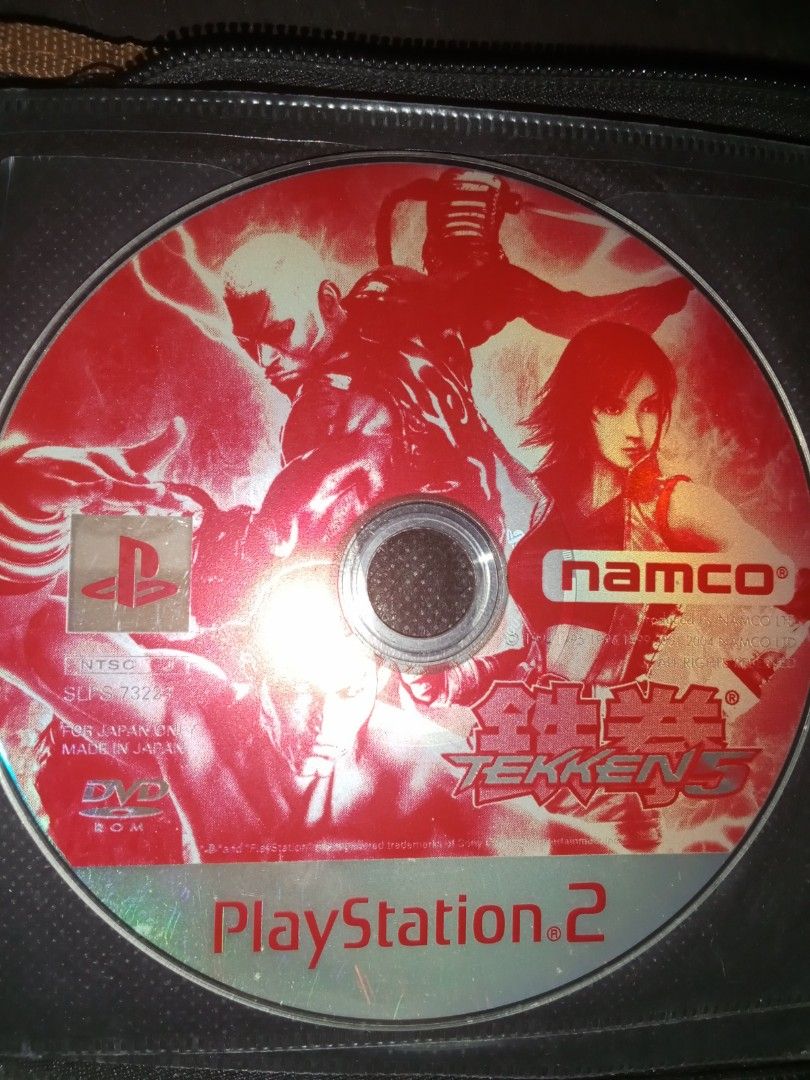 Tekken 5 PlayStation 2 PS2 Japanese Import Game Disc (Category: PlayStation) located in Cavite. Submitted by emilgarcia09 (Listing ID 1469953025, Image 1). Description: - Game: Tekken 5 for PlayStation 2 - Version: Japanese Import (Region: SLPS 73224) - Condition: Tested and working, disc has noticeable surface scratches - Inclusion: Disc only (original case and manual NOT included).