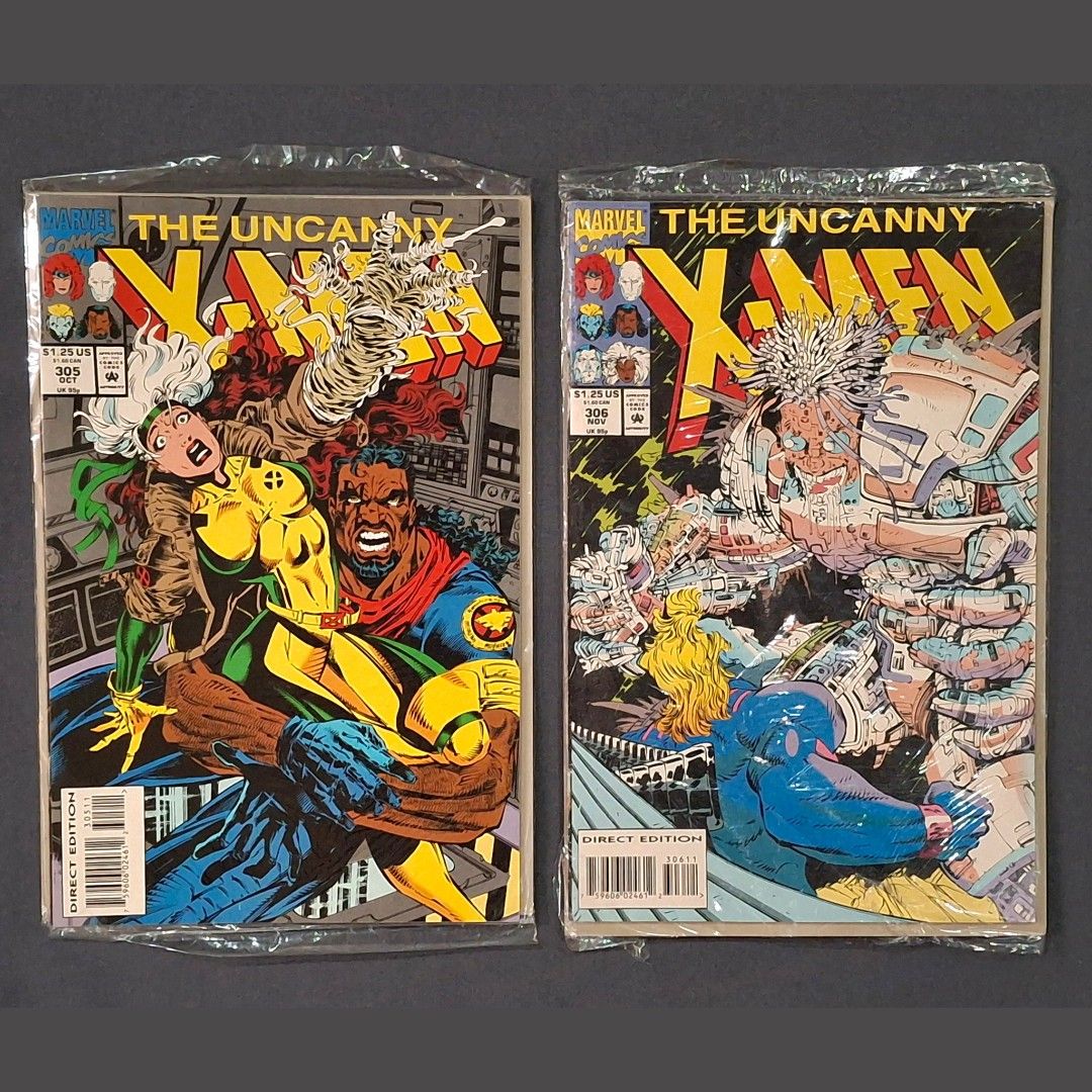 The Uncanny X-Men Issues 305 & 306 (Sealed 1993 Marvel comics) (Category: Comics & Manga) located in Paranaque City. Submitted by japs202 (Listing ID 1469974196, Image 1). Description: Sold as a pair - P700 Originally sealed since the 90s. Both sealed dapat sila pero I couldn't resist the urge to open one "new" comic book from my youth and my 'hood! Payment: BPI, BDO or GCash Add for shipping Location: Paranaque.