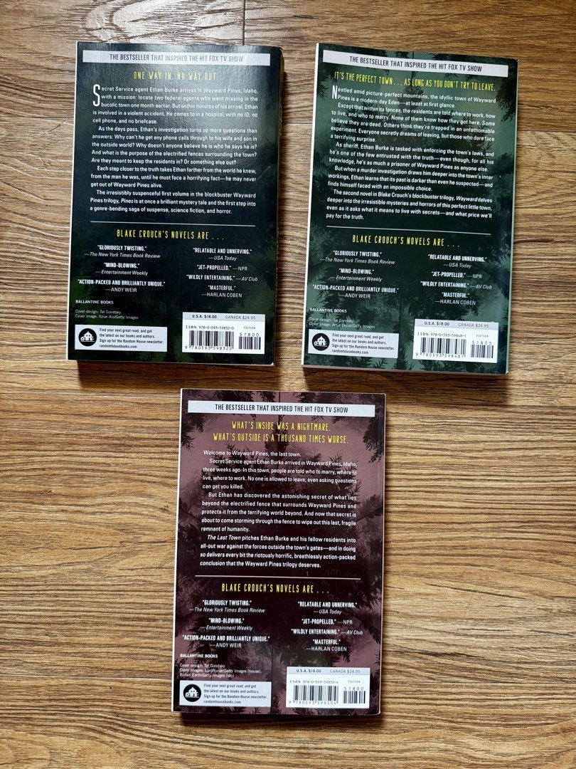 The Wayward Pines Trilogy Book Set by Blake Crouch (Category: Storybooks) located in Quezon City. Submitted by grady_booknook (Listing ID 1469992280, Image 3). Description: Book Condition: Foxing/Tanning on some of the edges Sold as SET.